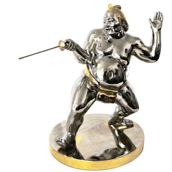 Wrestler sumo sculpture steel - Fencing Sumo - Irina Daylene