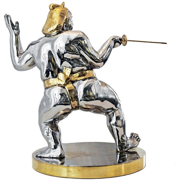 Wrestler sumo sculpture steel - Fencing Sumo - Irina Daylene