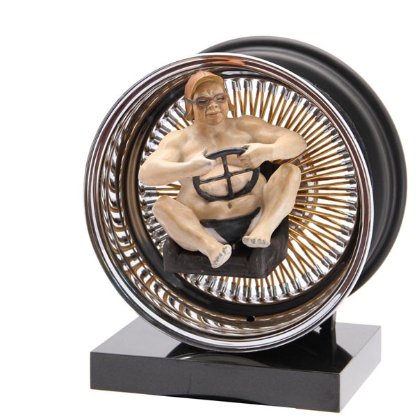 Sumo sculpture bronze - Sumo in Wheel - Irina Daylene