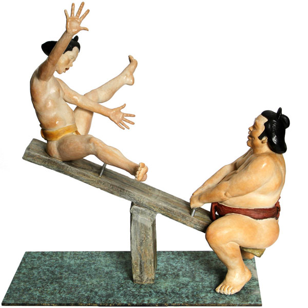 Sumo sculpture bronze - Balancing Act - Irina Daylene