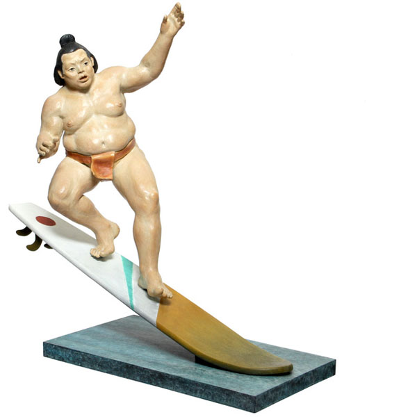 Sculpture sumo bronze - Catching the Waves - Irina Daylene